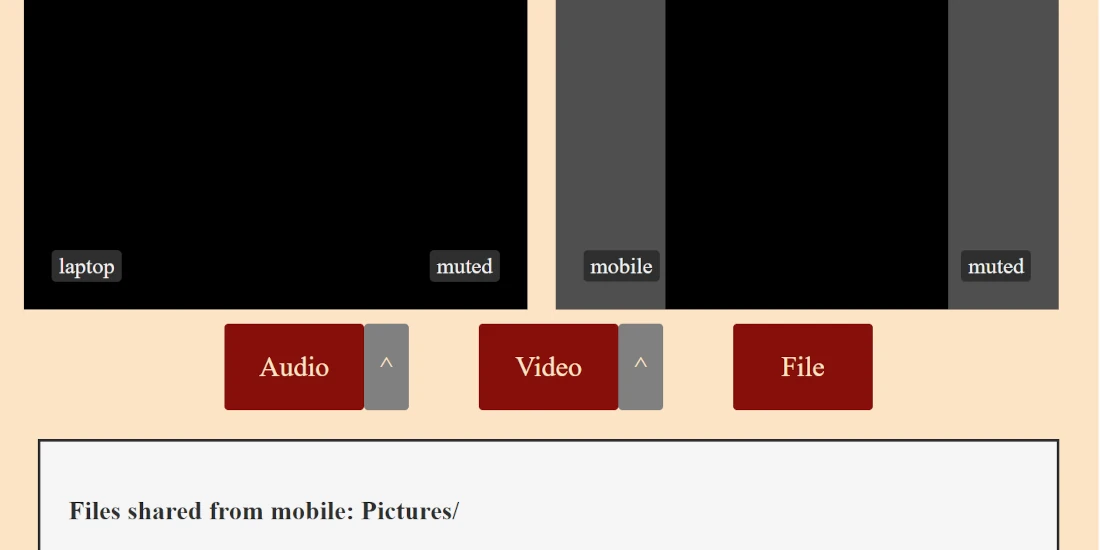 screenshot of sidebar interface showing two devices connected and file sharing between them